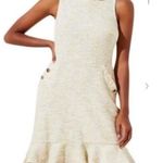 Loft Fit and Flare Mini Tweed Flare Light Yellow Ivory Dress Photo 0
