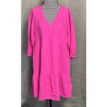 Gap  Gauze Tier Dress Womens Size M Pink 3/4 Sleeve V-Neck Pockets NEW Photo 7
