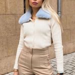 ZARA Faux Fur Lapel Collar Knit Cardigan Photo 0