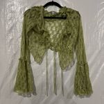 Urban Outfitters  Green Gossamer Crochet Flyaway Top Size Medium Photo 1