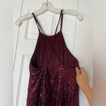 David's Bridal Burgundy Sequin prom dress Photo 3