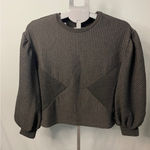 EXPRESS  Gray Quilted Pullover Top‎ XS Long Sleeve Round Neck Casual Photo 0