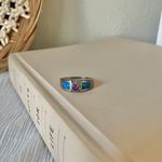 925 Faux Amethyst Blue Opal Ring “Darcy” Blue Purple Wedding Patina Bohemian Jewelry Photo 10