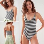 Aritzia  Sunday Best Black & White Stripe Bodysuit Photo 1