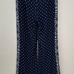 CAbi Paisley Track Star Navy Blue White Wide Leg Casual Pants Photo 6