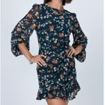 Princess Polly  NWT Meral Teal Green Floral Wrap Style Ruffle Hem Mini Dress Photo 1
