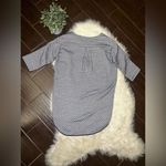 humanoid navy blue/cream 3/4 sleeve textured shirt dress sz Small Blue Photo 3