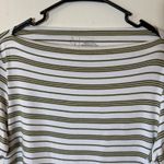 Joie Striped Boat Neck Tee Top White Olive Green XL/TG Short Sleeve Photo 1