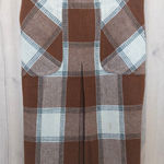 L.A.M.B. Gwen Stefani Plaid Wool Midi Skirt Size Brown White Indie Preppy Photo 0