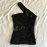 Le chateau Y2K  Black Sequence One Shoulder Ruched Top Photo 0