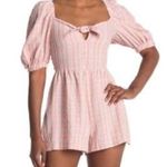 Topshop Pink Gingham Puff Sleeve Shorts Romper Size 4 Photo 1
