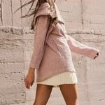 Free People  Beach Anya Tunic Sweater Pink Off Shoulder Boucle Knit NWT Small Photo 0