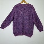 Raga  Anthropologie Rita Women's Metallic Purple Knit Crew Neck  Chunky Sweater Photo 3