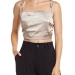 Lulus Best Idea Yet Champagne Satin Cropped Tank Photo 0