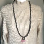 Handcrafted Long Brown Snowflake Obsidian Gaspeite Bead Tassel Charm Necklace Blue Photo 1