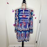 Umgee  Aztec Babydoll Style Southwestern Print Design Blue & White Dress Size L Photo 9