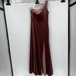 Jenny Yoo Cybill One Shoulder English Rose Rust Velvet Maxi Dress Gown Size 10 Photo 2