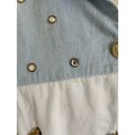 Amazing Vintage 80s Studded Gold Embellished Bomber Jacket Blue Cream Fresh L Size L Photo 9