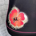 Hobie pullover swim shirt with side floral shimmer design black & pink M Photo 1