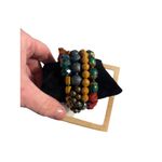 Colorful Multicolor Beaded Elastic Bracelet Set With Turquoise Red Amber & Yello Photo 11