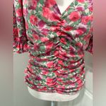 Peach Floral Ruched Women's Top Size L Pink Size L Photo 4
