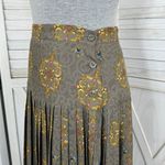 Calliope Vintage Jewel Damask Print Pleated Maxi Skirt Taupe 10 Tan Photo 4