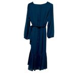 J.Crew Point Sur Tiered Sheer Sleeve Faux Wrap Lurex Dress Blue Green Size 10 Photo 3