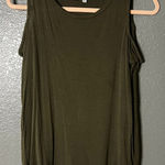 Iris  Large Olive Green Cold Shoulder Cutout Sleeveless Knit Top Photo 0