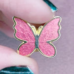 Pink Butterfly Goldtone Lapel Pin Photo 0