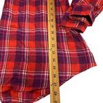 a glow a:glow Medium maternity top plaid flannel red purple soft roll-up sleeves vneck Photo 7