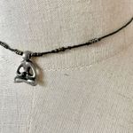 Silver tone yoga choker pendant necklace on cord Photo 2