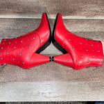 Yoki ‎ Gabriella Women Red Faux Leather Silver Studded Heel Ankle Boot Bootie 8 Photo 4
