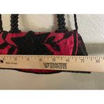 Vintage Glass Beaded Red Black Floral Crossbody Purse Bag Clutch‎ Party Cruise Photo 3