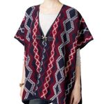 Tommy Hilfiger Southwestern Printed Poncho Aztec Blue Red One Size Os Native Photo 0