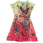 Color In Motion Peace Freedom Love Tattoo Print Y2K Mini Dress Sz M Made in USA Green Size M Photo 1