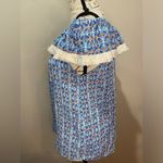 Roberta Roller Rabbit ROBERTA‎ ROLLER RABBIT Lucia Fringe Off Shoulder Top Blue Tile Print sz S Photo 5