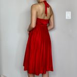 Blondie Nites Red Babydoll Accordion-Pleated Knee-Length Halter Midi Dress Photo 3