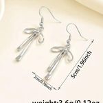 NEW Silver Coquette Bow Dangle Earrings Elegant Drop Bow Earrings Jewelry, y2k Photo 3