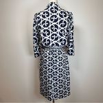 Gretchen Scott Navy And White 3/4 Sleeve Belted Dress Women’s Size Small Blue Photo 5