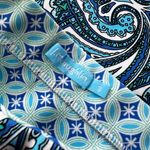 J. McLaughlin  blue geometric paisley pencil skirt Catalina cloth reversible S Photo 2