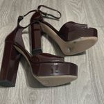 Paige Burgundy Patent Leather Platform Block Heel Sandals Worn Once 7 1/2 Photo 3