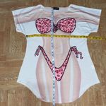 NWT women’s bikini print funny swimwear shirt size S White Photo 3