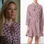 La DoubleJ Mantero Print Shirt Dress Rare Tie Neck Tie Waist Size Medium Blue Photo 1