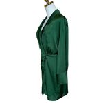 Ba&sh Green Mini Shirt Dress XS Wrap Designer Cocktail Satin Ruched Holiday $340 Photo 8