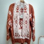 Knox Rose  Geometric Print Open Front Cardigan in Brown Photo 2