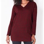 J.Jill Simply Supima® V-Neck Tunic - Scarlet Merry Gingham - Medium Photo 1