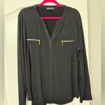 INC International Concepts Black Blouse with Gold Zipper Pockets Size XXL Photo 3
