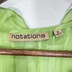 Notations Vintage Y2K  Tie Front Green Striped Ruffle Sheer Blouse Overlay Size M Photo 6