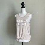 Spiritual Gangster | Beige NAMASTE BEACHES Tie Front Muscle Tank Top Sz M Photo 3