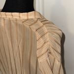 VTG SHEER BROWN STRIPE BUTTON UP SHORT SLEEVE BLOUSE Photo 4